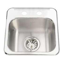 FRANKE Steel Queen Series QSL1313-6-2 Bar and Prep Sink, 2-Hole, 13-5/8 in W x 13-5/8 in H Dimensions, Stainless Steel