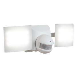 HALO MSLED600W Solar Powered Twin Head Flood Light, 120 V, 50 W, 2-Lamp, LED Lamp, Cool White Light, 680 Lumens