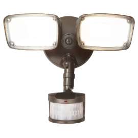 HALO Die Cast Flood Series MST203T27B Motion Twin Head Flood Light, 120 V, 22.8 W, 2-Lamp, LED Lamp, 2034 Lumens