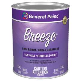 General Paint Breeze 57-030-14 Kitchen and Bath Paint, Eggshell, White, 1 qt