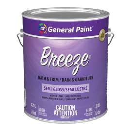 General Paint Breeze 57-020-16 Kitchen and Bath Paint, Semi-Gloss, White, 1 gal