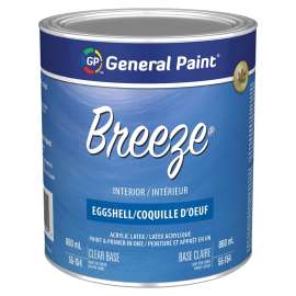 General Paint Breeze 55-110-14 Interior Paint, Eggshell, White, 1 qt