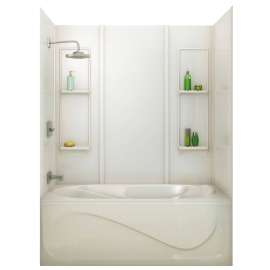 MAAX Elan Series 101343-000-001 Bathtub Wall Kit, 31-3/4 in L, 60-1/2 in W, 59 in H, Acrylic, Glue Up Installation