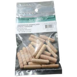 ALEXANDRIA Moulding DP002-R0CB Spiral Groove Dowel Pin, 5/16 in Dia, 1-1/2 in L, Wood