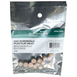 ALEXANDRIA Moulding DP007-40CB Flat Head Screw Hole Plug, 3/8 in Dia, Oak Wood