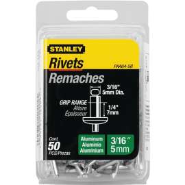 STANLEY PAA64-5B Pop Rivet, Reusable, 1-1/2 in L, Aluminum