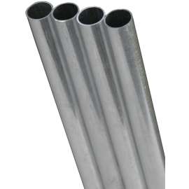 K & S 87117 Decorative Metal Tube, Round, 12 in L, 5/16 in Dia, 22 ga Wall, Stainless Steel, Polished