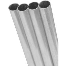 K & S 1111 Decorative Metal Tube, Round, 36 in L, 3/16 in Dia, 0.014 in Wall, Aluminum