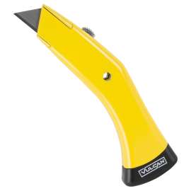 Vulcan JL-KF0008 Utility Knife, 2-1/4 in L Blade, 3/4 in W Blade, Zinc Alloy Handle, Black/Yellow Handle