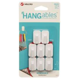 VELCRO Brand HANGables VEL-30103-USA Removable Wall Hook, 0.5 lb, 8-Hook, White