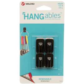 VELCRO Brand HANGables VEL-30105-USA Removable Wall Hook, 0.5 lb, 4-Hook, Black