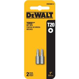 DeWALT DW2660-2 Power Bit, T20 Drive, Torx Drive, 1/4 in Shank, Hex Shank, 1 in L, Steel