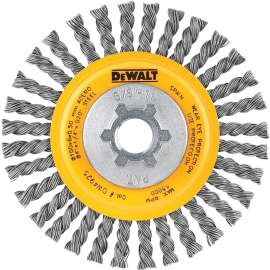DeWALT DW4925 Wire Wheel Brush, 4 in Dia, 5/8-11 Arbor/Shank, 0.02 in Dia Bristle, Carbon Steel Bristle