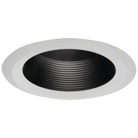 HALO 6125BB Baffle Trim, 6 in Dia Recessed Can, Metal Body, Black/White