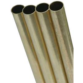K & S 1147 Decorative Metal Tube, Round, 36 in L, 3/16 in Dia, 0.014 in Wall, Brass