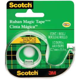 3M 104NA Transparent Tape, 12-1/2 yd L, 1/2 in W