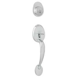 Weiser Daytona x Regina Series 9SH11000-009 Handleset, 3 Grade, Satin Chrome, 2-3/8 to 2-3/4 in Backset, 5-Pin Keyway