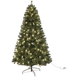 Hometown Holidays 61971 Sheared Tree, 7 ft H, Noble Fir Family, 120 W, LED Bulb, Clear Light