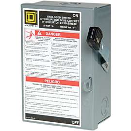 Square D L221N Safety Switch, 2 -Pole, 30 A, 240 V, DPST, Lug Terminal