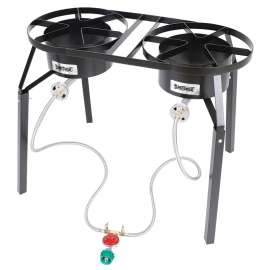 Bayou Classic DB250 Dual-Burner Cooker, 2-Burner, LPG, 100,000 Btu, Manual Ignition, Steel