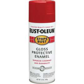 RUST-OLEUM STOPS RUST 7763830 Protective Enamel Spray Paint, Gloss, Carnival Red, 12 oz, Aerosol Can