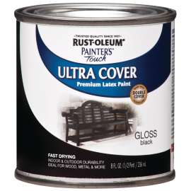RUST-OLEUM PAINTER'S Touch 1979730 Brush-On Paint, Gloss, Black, 0.5 pt Can