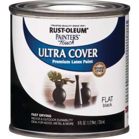 RUST-OLEUM PAINTER'S Touch 1976730 Brush-On Paint, Flat, Black, 0.5 pt Can