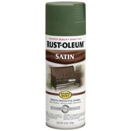RUST-OLEUM STOPS RUST 7737830 Enamel Paint, Low Satin, Spruce, 12 oz, Aerosol Can