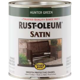 RUST-OLEUM STOPS RUST 7732502 Satin Enamel, Satin, Hunter Green, 1 qt, Can