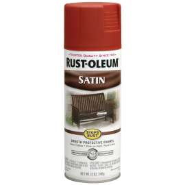 RUST-OLEUM STOPS RUST 7767830 Enamel Paint, Low Satin, Redwood, 12 oz, Aerosol Can