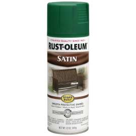 RUST-OLEUM STOPS RUST 7732830 Enamel Paint, Low Satin, Hunter Green, 12 oz, Aerosol Can