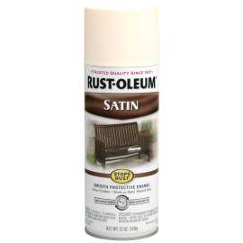 RUST-OLEUM STOPS RUST 7793830 Enamel Paint, Low Satin, Shell White, 12 oz, Aerosol Can