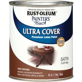 RUST-OLEUM PAINTER'S Touch 240290 Brush-On Paint, Satin, Nutmeg, 0.5 pt Can