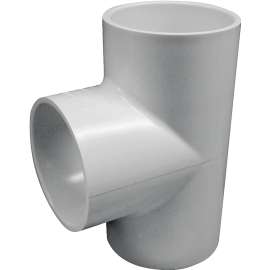 GENOVA 300 Series 31430 Pipe Tee, 3 in Run, Slip Run Connection, 3 in Branch, Slip Joint Branch Connection, White