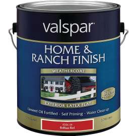 Valspar 018.5221-14.007 Premium Home and Ranch Paint, Brilliant Red, 1 gal