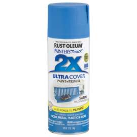 RUST-OLEUM PAINTER'S Touch 249062 Satin Spray Paint, Satin, Wildflower Blue, 12 oz, Aerosol Can