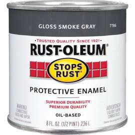 RUST-OLEUM STOPS RUST 7786730 Protective Enamel, Gloss, Smoke Gray, 0.5 pt Can
