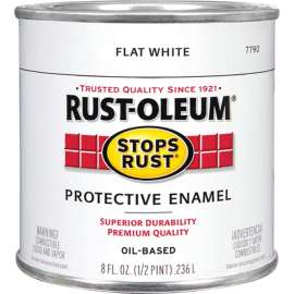 RUST-OLEUM STOPS RUST 7790730 Protective Enamel, Flat, White, 0.5 pt Can