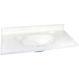 Foremost WS-1949 Vanity Top, 49 in OAL, 19 in OAW, Marble, Solid White, Countertop Edge
