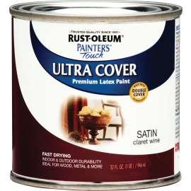 RUST-OLEUM PAINTER'S Touch 240286 Brush-On Paint, Satin, Claret Wine, 1 qt Can