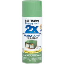 RUST-OLEUM PAINTER'S Touch 249072 Satin Spray Paint, Satin, Leafy Green, 12 oz, Aerosol Can