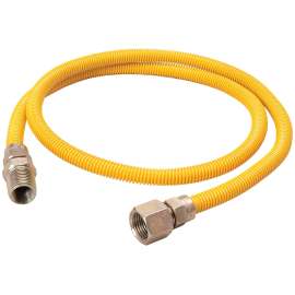 B & K G014YE101148RP Gas Connector, 1/2 x 1/2 in, MIP x FIP, Stainless Steel, Yellow Epoxy-Coated, 48 in L