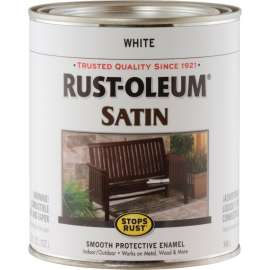RUST-OLEUM STOPS RUST 7791502 Satin Enamel, Satin, White, 1 qt, Can