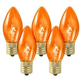 Hometown Holidays 19117 Light Bulb, 5 W, Candelabra Lamp Base, Incandescent Lamp, Transparent Orange Light