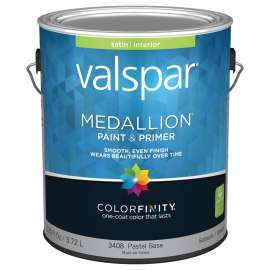 Valspar 027.0003408.007 Interior Wall Paint, Satin, Pastel Base, 1 gal Can