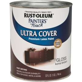 RUST-OLEUM PAINTER'S Touch 1977502 Brush-On Paint, Gloss, Kona Brown, 1 qt Can