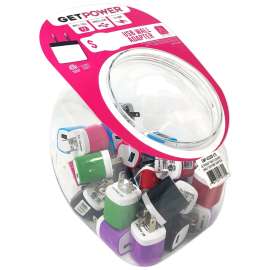 GetPower CWP-USBBOWL-EAC USB Wall Adapter, Black/Blue/Green/Pink/Purple/Red/White