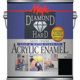 Majic Paints DiamondHard 8-1521-2 Enamel Paint, Satin, Black, 1 qt Can