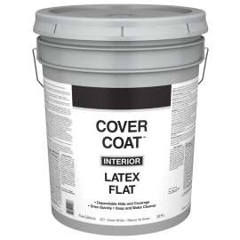 Valspar Cover Coat 044.0000257.008 Interior Paint, Flat, Dover White, 5 gal Pail