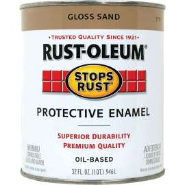 RUST-OLEUM STOPS RUST 7771502 Protective Enamel, Gloss, Sand, 1 qt Can